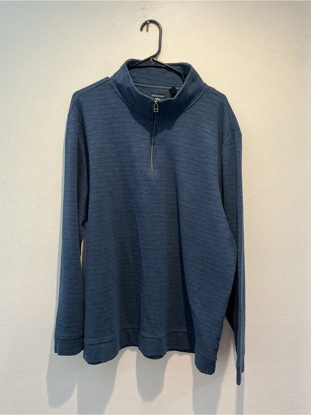 Dockers Men's Blue Quarter-Zip Pullover Sweater XXL Chevron Textured Knit